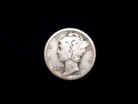 1918 Mercury Silver Dime Fine 20129