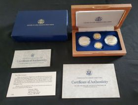 1987 U.S. Constitution 4 Coin Set Including 2 Gold Coins W/ Box