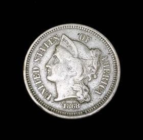 1868 Three Cent Nickel Fine 907020