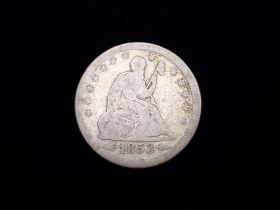 1853 W/ Arrows Liberty Seated Silver Quarter Good 01