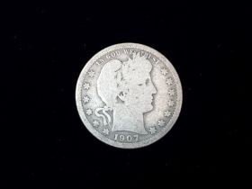 1907-D Barber Silver Quarter Good+ 20905