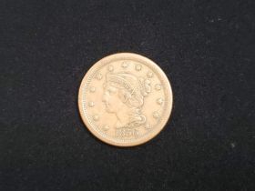 1856 Braided Hair Large Cent Slanted 5 VF