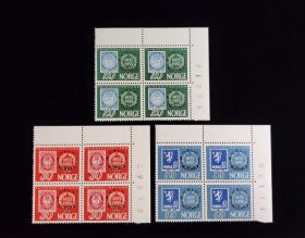 Norway Scott #340-342 Blocks of 4 Mint Never Hinged