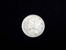 1936 Mercury Silver Dime AU FB 110825