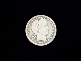 1907 Barber Silver Quarter Good+ 40911