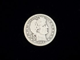 1911 Barber Silver Quarter VG 90911