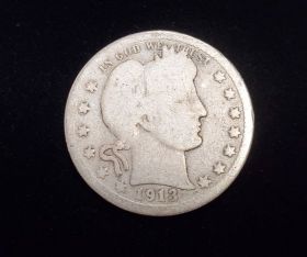 1913 Barber Silver Quarter Good