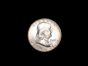 1949-D Franklin Silver Half Dollar About Uncirculated + 50507
