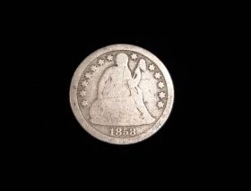 1858 Liberty Seated Silver Dime Good+ 10125