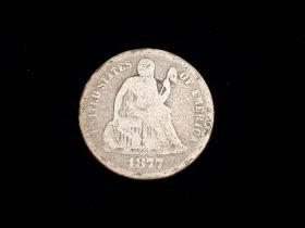 1877 Liberty Seated Silver Dime VG 30125