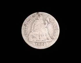 1884 Liberty Seated Silver Dime AG 50125
