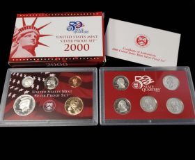 2000 U.S. Mint Silver Proof Set with Box and COA