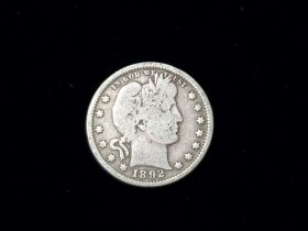 1892 Barber Silver Quarter VG+ 101110