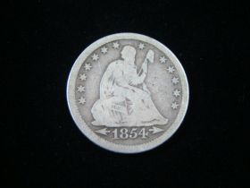 1854 W/Arrows Liberty Seated Silver Quarter VG