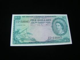 British Caribbean Territories 1963 $5.00 Banknote XF+ Pick#9c