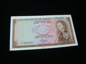 Malta 1963 1 Pound Banknote XF Pick#26