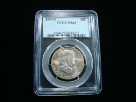 1953-S Franklin Silver Half Dollar PCGS Graded MS65