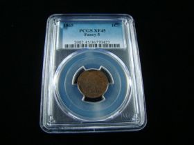 1865 Fancy 5 Indian Head Cent PCGS Graded XF45