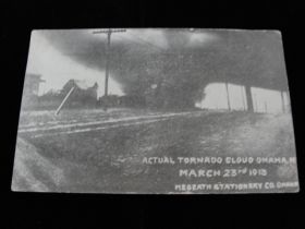 1913 Actual Tornado Cloud Near Omaha, NE Postcard