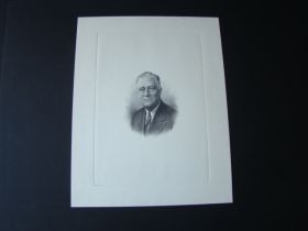 Estate Large Vintage Period Steel Plate Engraving Of Franklin D Roosevelt