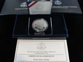 1997 United States Mint National Law Enforcement Officers Memorial Commemorative Silver Proof Dollar