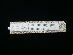 1930's Chinese Hand Carved Ivory Cribbage Board