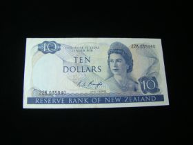 New Zealand 1967-81 $10.00 Banknote XF Pick #166c