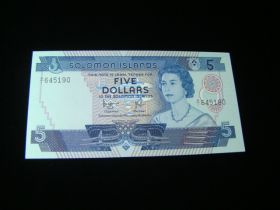 Solomon Islands 1977 $5.00 Banknote Gem Unc. Pick#6b