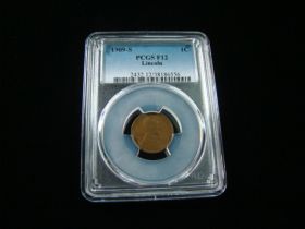 1909-S Lincoln Cent PCGS Graded F12