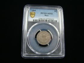 1866 Shield Nickel Rays PCGS Graded AU53 #47795925