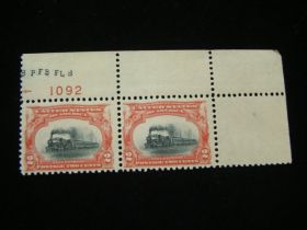 U.S. Scott #295 Plate # Strip Of 2 & Letters Mint Never Hinged Express Train