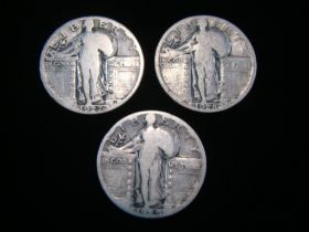1927-1928-1929 Standing Liberty Silver Quarters Good-VG 30801