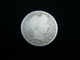 1908-O Barber Silver Quarter Good 40801