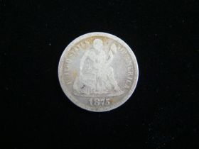 1875 Liberty Seated Silver Dime VG 180510