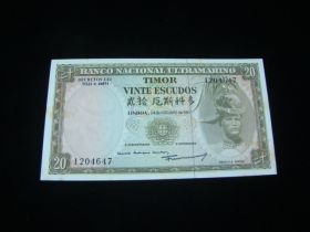 Timor 1967 20 Escudos Banknote Gem Uncirculated Toning Pick#26