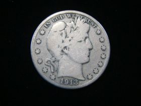 1913-S Barber Silver Half Dollar Good+ 90517