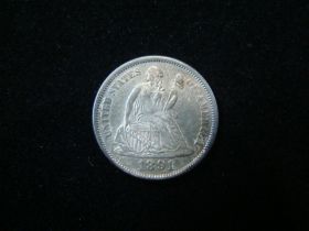 1891 Liberty Seated Silver Dime AU+ 10518