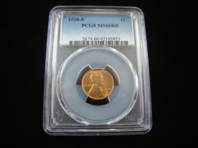 1938-S Lincoln Cent PCGS Graded MS66RD #42193953