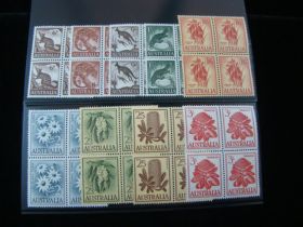 Australia Scott #320-22,324,326-328,329-330 Blocks Of 4 Mint Never Hinged
