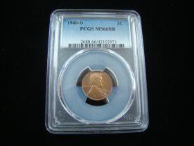 1940-D Lincoln Cent PCGS Graded MS66RB #42193971