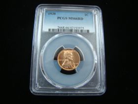 1938 Lincoln Cent PCGS Graded MS66RD #42193975