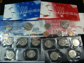 1999 U.S. Mint P & D Uncirculated Coin Set Envelope & COA