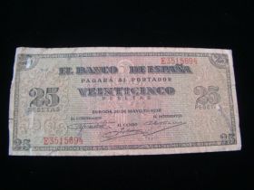 Spain 1938 25 Pesetas Banknote Very Good Pick#111 70310