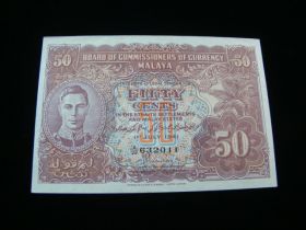 Malaya 1945 50 Cents Banknote XF Pick#10b 21219