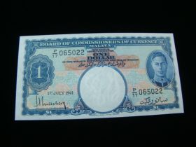 Malaya 1945 1 Dollar Banknote AU+ Pick#11 31219