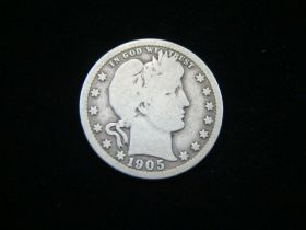 1905-O Barber Silver Quarter Good+ 100530