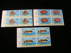 Indonesia Scott #834-836 Set Blocks Of 4 Mint Never Hinged