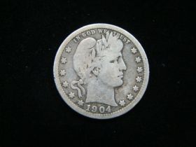 1904 Barber Silver Quarter VG+ 110607