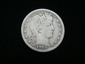 1909-D Barber Silver Quarter VG+ 180607