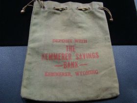 The Kemmerer Savings Bank Kemmerer Wyoming Vintage Canvas Bank Bag